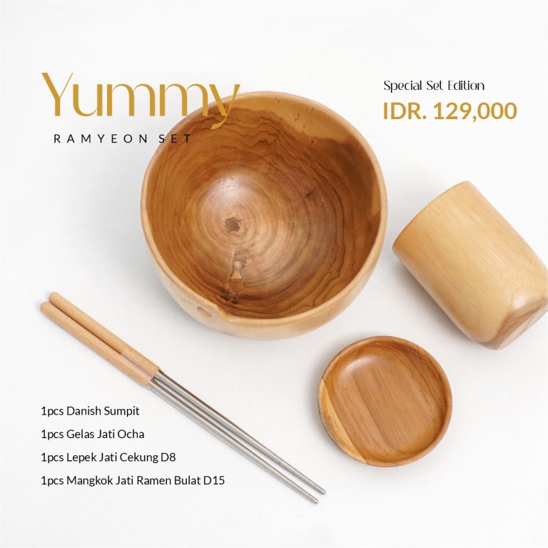 Unique Ramyoen Yummy Ramyeon Set | Alat Makan Set | Special Edition - Dekayu